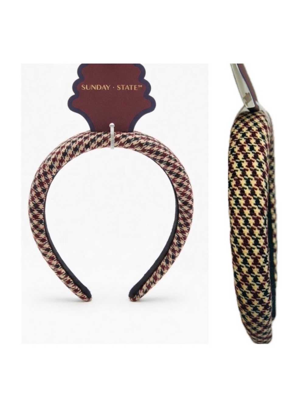 NWT ⚜️🤎⚜️ Sunday State Padded Houndstooth Headband